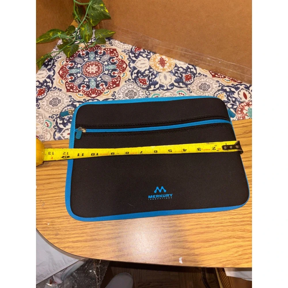 Merkury Innovations Black Blue Neoprene 12 inch Laptop Tablet Sleeve Case Pocket